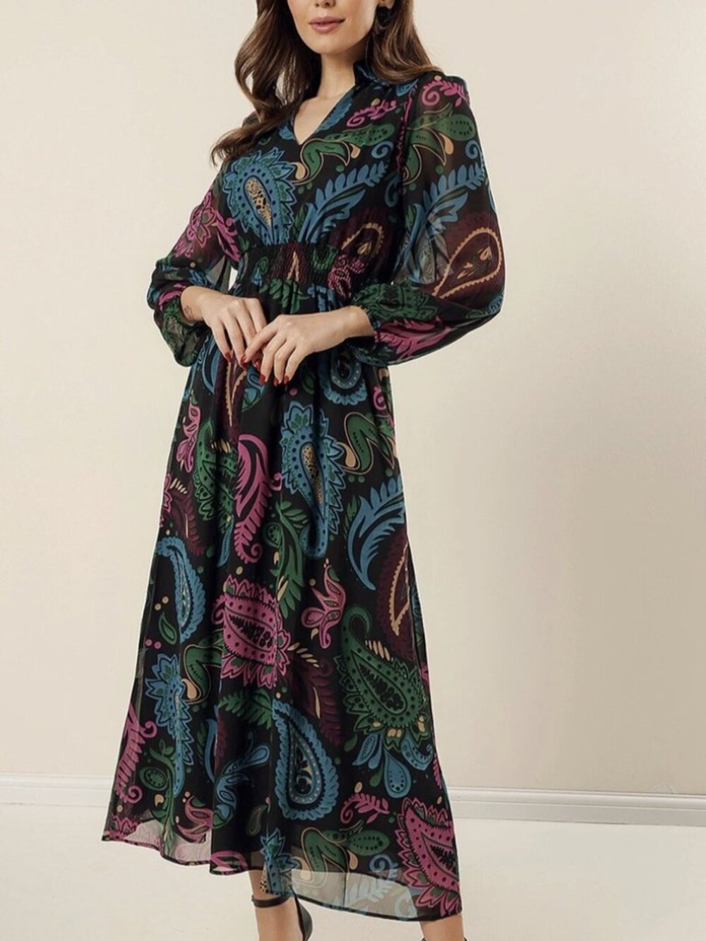 Zara Paisley Print Flowy Maxi Dress